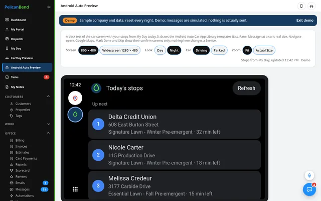 Android Auto preview (demo company)