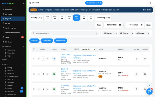 Dispatch board by day and team (demo company)