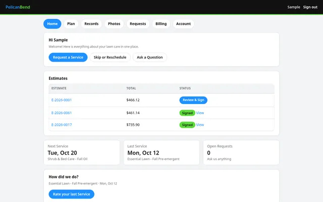 Customer portal on a computer (demo company)